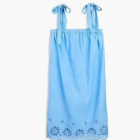 J.Crew Tie-Shoulder Hydrangea Mini Dress Embroidery Size Large - Picture 1 of 15